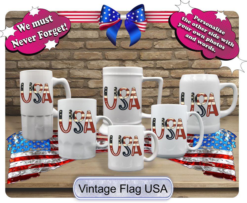 Vintage American Flag print Mugs & Steins Printed With 